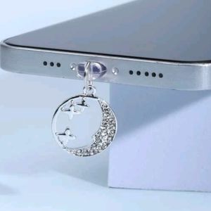 Rhinestone Moon Phone Duster Charm